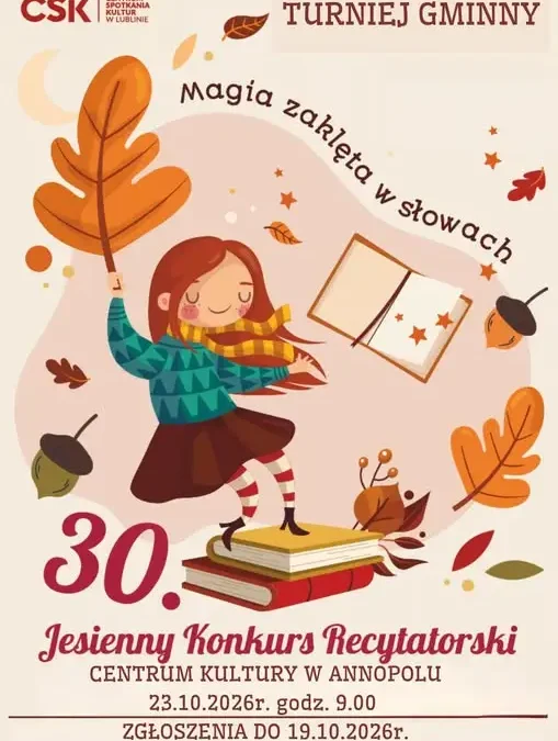 30. Jesienny Konkurs Recytatorski w Annopolu – zgłoszenia do 19 października