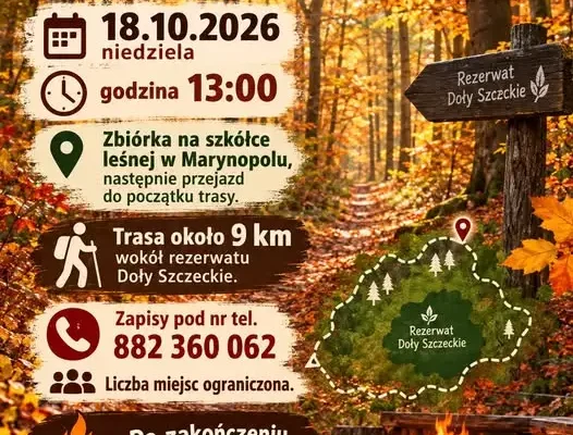 Jesienny spacer po Rezerwacie Doły Szczeckie – zaproszenie od Stowarzyszenia SZANSA i Nadleśnictwa Gościeradów