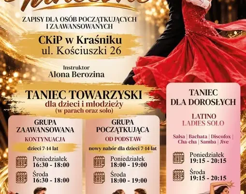 Taniec towarzyski w CKiP Kraśnik – nowe zajęcia dla początkujących i zaawansowanych