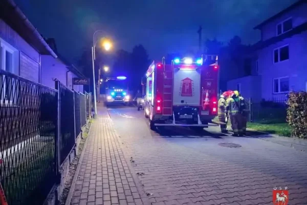 Pożar sadzy w kominie przy ul. Janowskiej w Urzędowie – interweniowały dwa zastępy straży