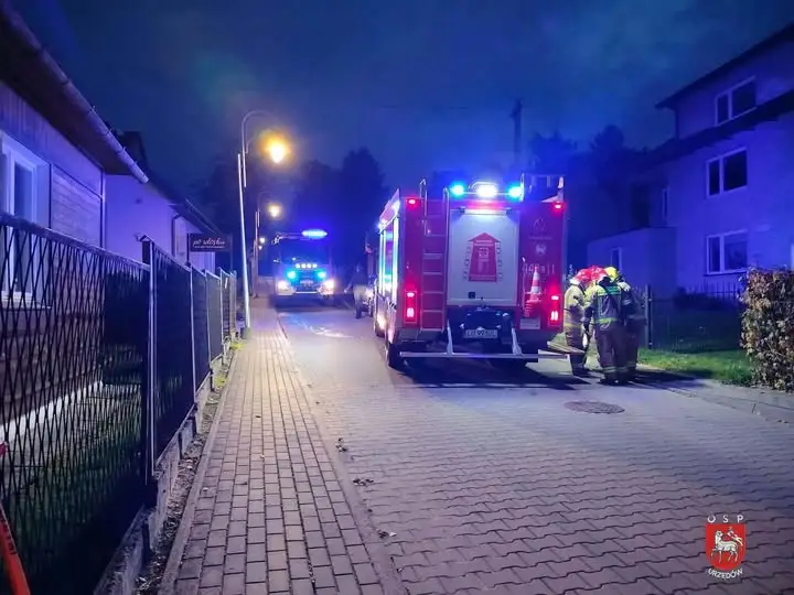 Pożar sadzy w kominie przy ul. Janowskiej w Urzędowie – interweniowały dwa zastępy straży
