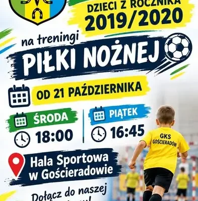 GKS Gościeradów zaprasza dzieci z roczników 2019–2020 na treningi piłkarskie