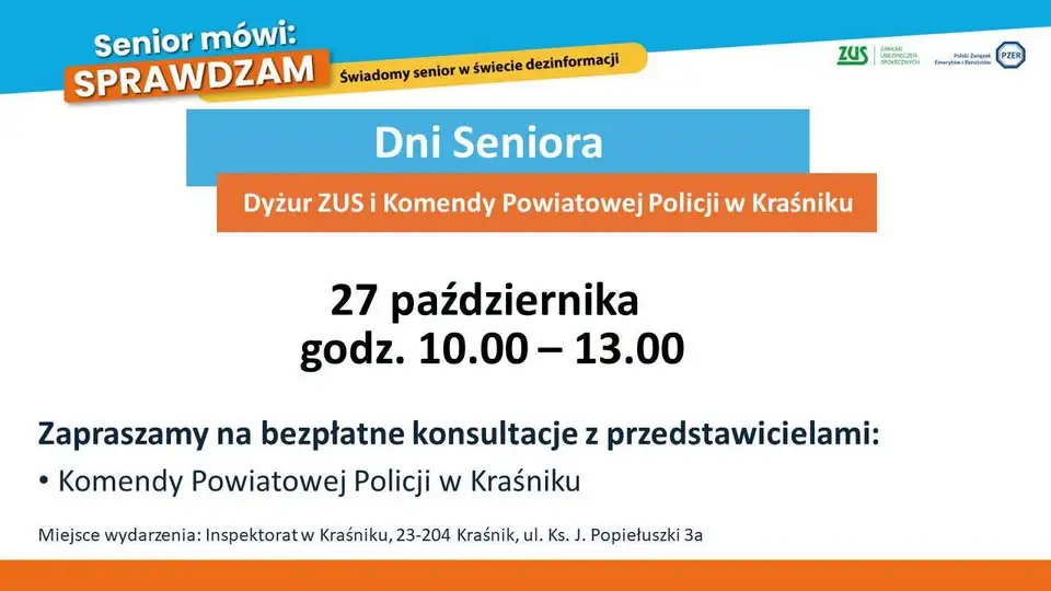 Dyżur ZUS i policji w Kraśniku: jak nie dać się oszukać