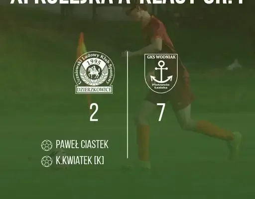 Dzierzkowice przegrywają z GKS Wodniak Piotrawin Łaziska 2:7