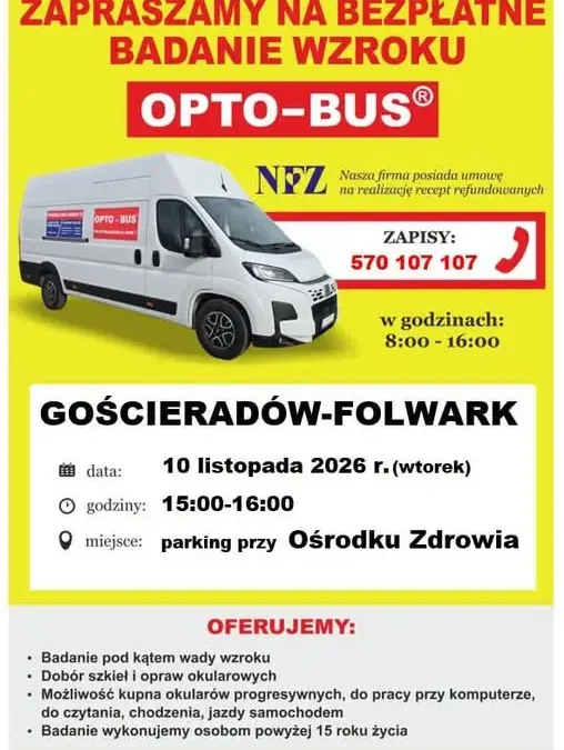 Bezpłatne badanie wzroku w Gościeradowie-Folwarku – 10 listopada 2026